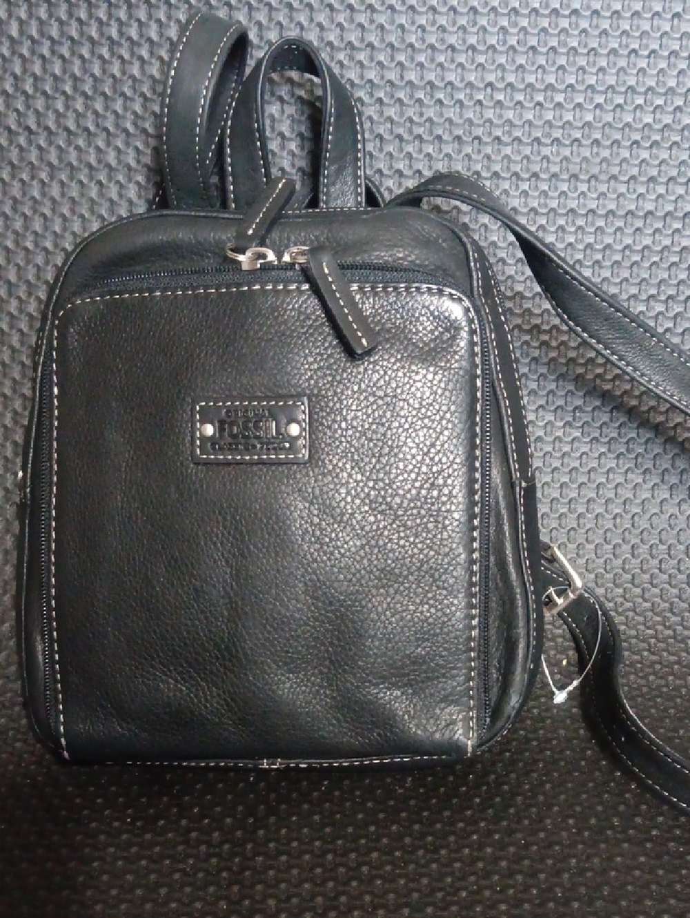Fossil Black Pebbled Leather Mini Backpack